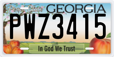 GA license plate PWZ3415