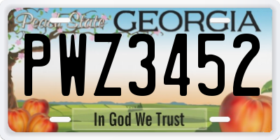 GA license plate PWZ3452