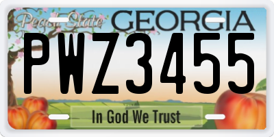 GA license plate PWZ3455