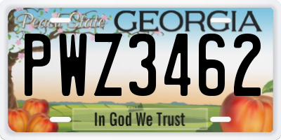 GA license plate PWZ3462