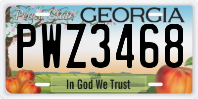 GA license plate PWZ3468