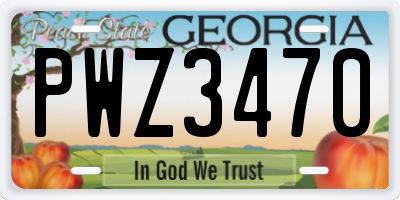 GA license plate PWZ3470