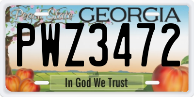 GA license plate PWZ3472