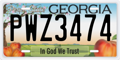 GA license plate PWZ3474