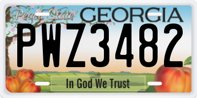 GA license plate PWZ3482