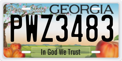 GA license plate PWZ3483