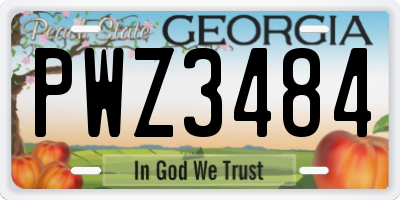 GA license plate PWZ3484