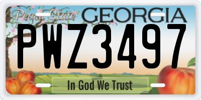 GA license plate PWZ3497