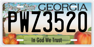 GA license plate PWZ3520