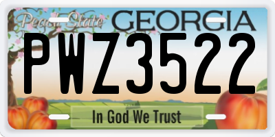 GA license plate PWZ3522