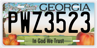 GA license plate PWZ3523