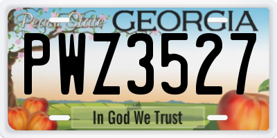 GA license plate PWZ3527