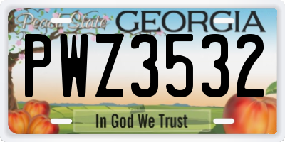 GA license plate PWZ3532