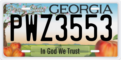 GA license plate PWZ3553