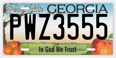 GA license plate PWZ3555