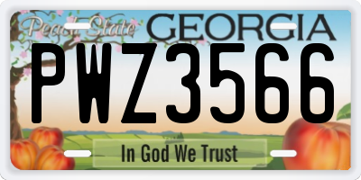 GA license plate PWZ3566