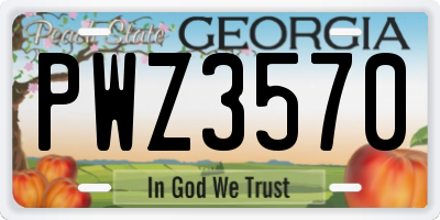 GA license plate PWZ3570