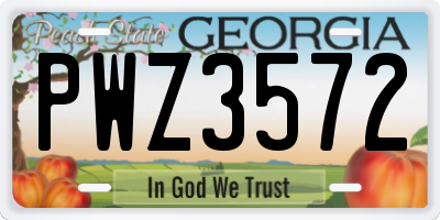 GA license plate PWZ3572