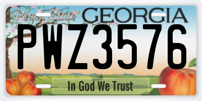 GA license plate PWZ3576