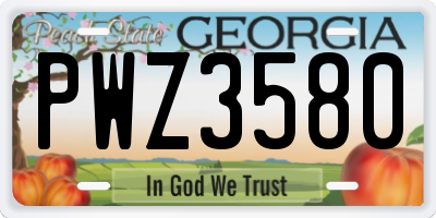 GA license plate PWZ3580