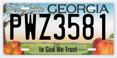 GA license plate PWZ3581