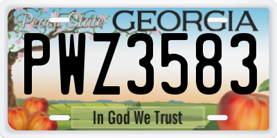 GA license plate PWZ3583