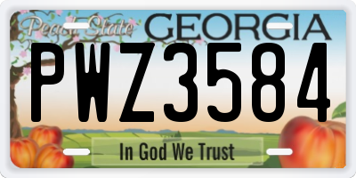 GA license plate PWZ3584