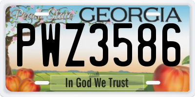 GA license plate PWZ3586