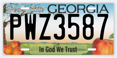 GA license plate PWZ3587