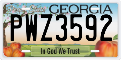 GA license plate PWZ3592