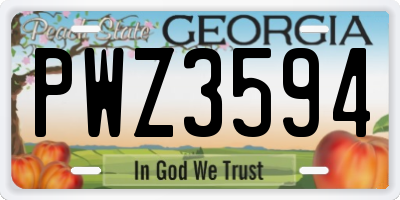 GA license plate PWZ3594