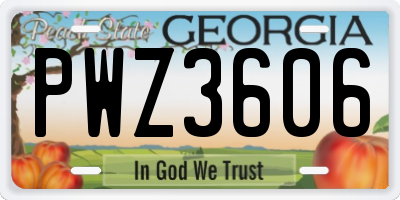 GA license plate PWZ3606