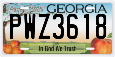 GA license plate PWZ3618