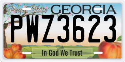 GA license plate PWZ3623