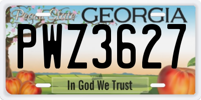 GA license plate PWZ3627