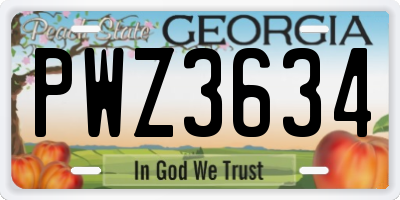 GA license plate PWZ3634