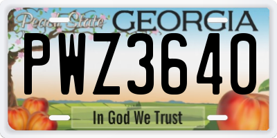 GA license plate PWZ3640