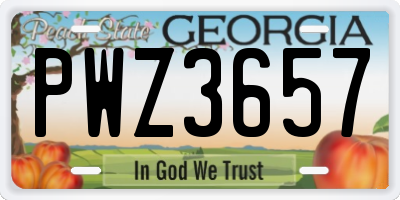GA license plate PWZ3657