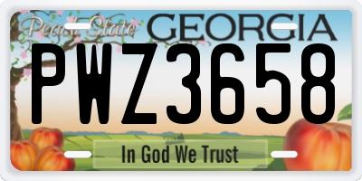 GA license plate PWZ3658