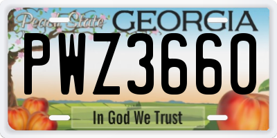 GA license plate PWZ3660
