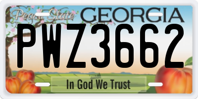 GA license plate PWZ3662