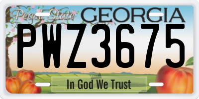 GA license plate PWZ3675