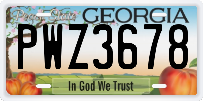 GA license plate PWZ3678