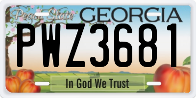 GA license plate PWZ3681