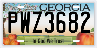 GA license plate PWZ3682