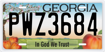 GA license plate PWZ3684