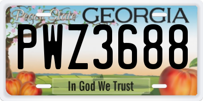 GA license plate PWZ3688