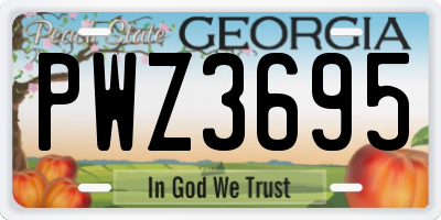 GA license plate PWZ3695