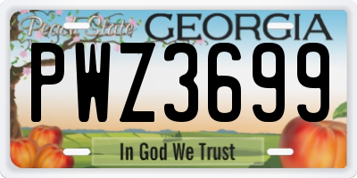 GA license plate PWZ3699