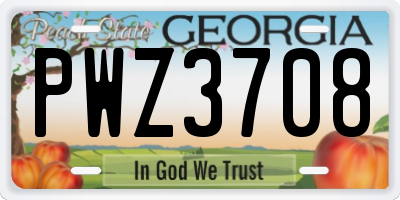 GA license plate PWZ3708